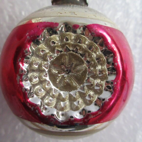 Shiny Brite Double Indent Reflector Glass Christmas Ornament Lot of 2 Pink - Picture 6 of 10